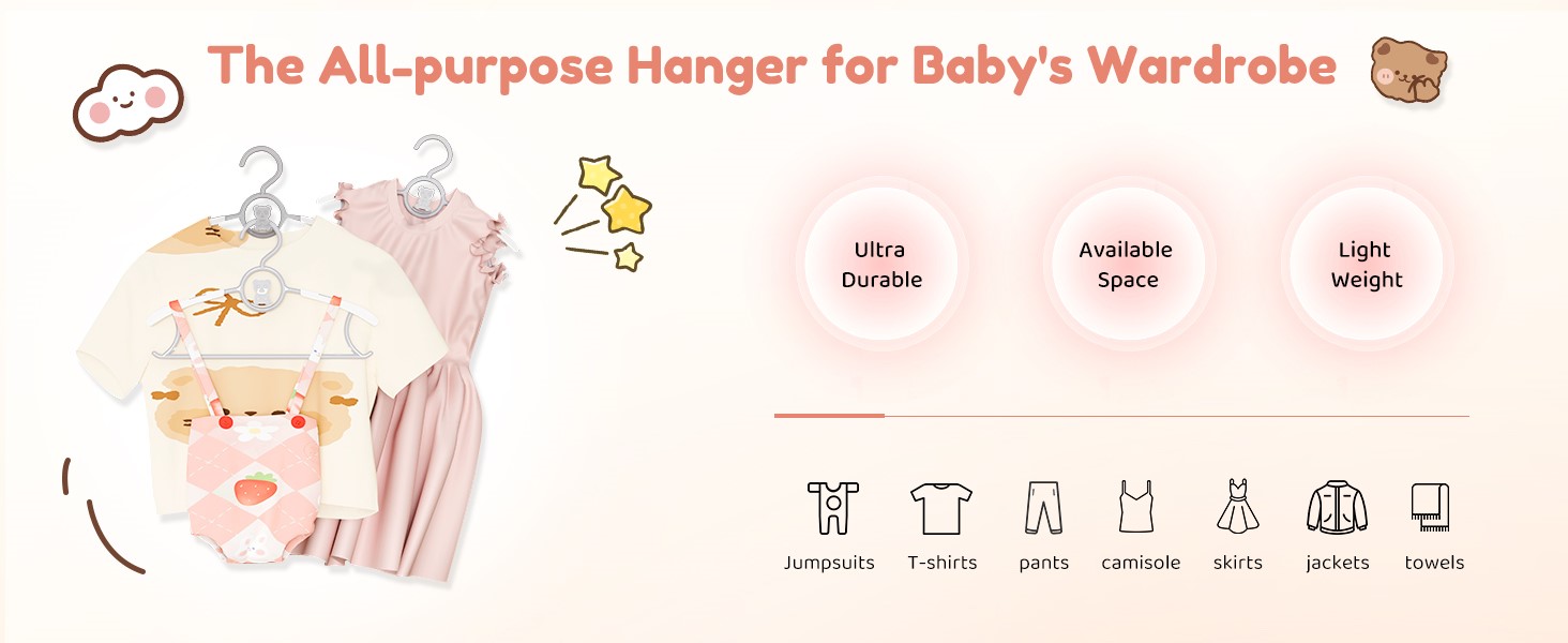 Вішалки для дитячого одягу HGYZE, 20 шт., 29-37 см, з підвішуванням для штанів, пластикові, стакові, регульовані, сірі та білі