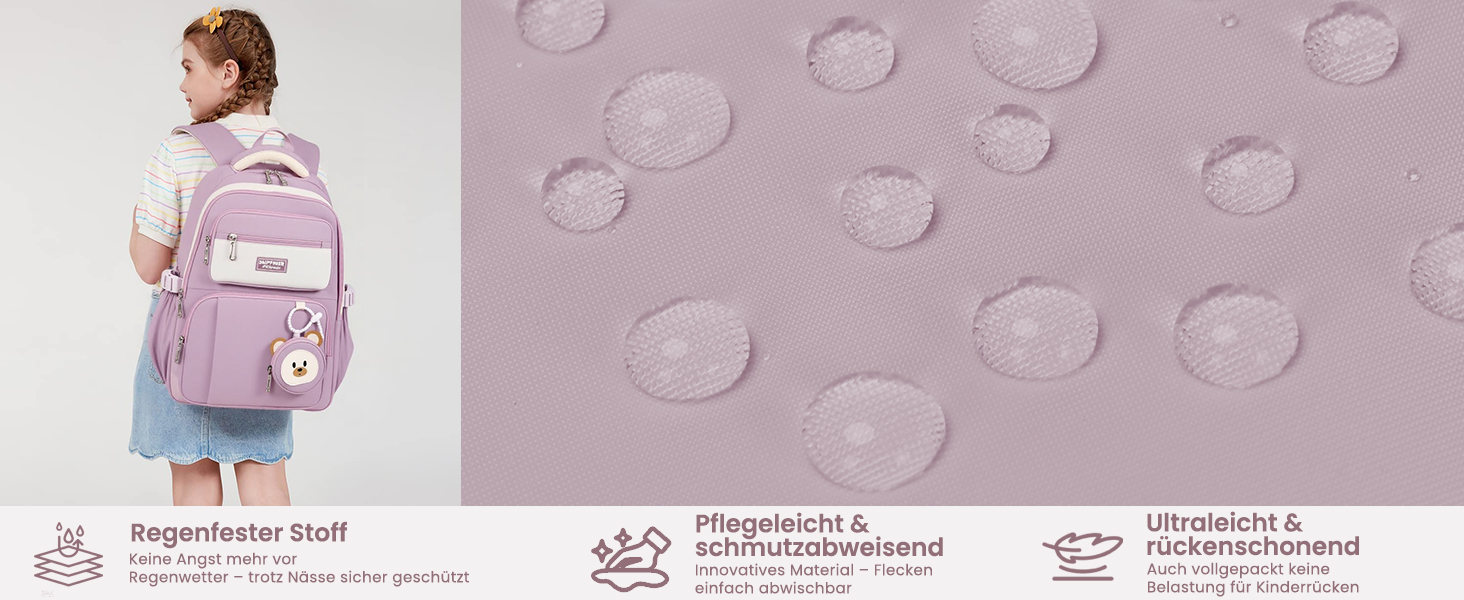Дитячий рюкзак для дівчинки Kinderrucksack 32L, 2-10 клас, легкий, з дихаючою спинкою та м'якими лямками, для школи, 8+ років, фіолетовий