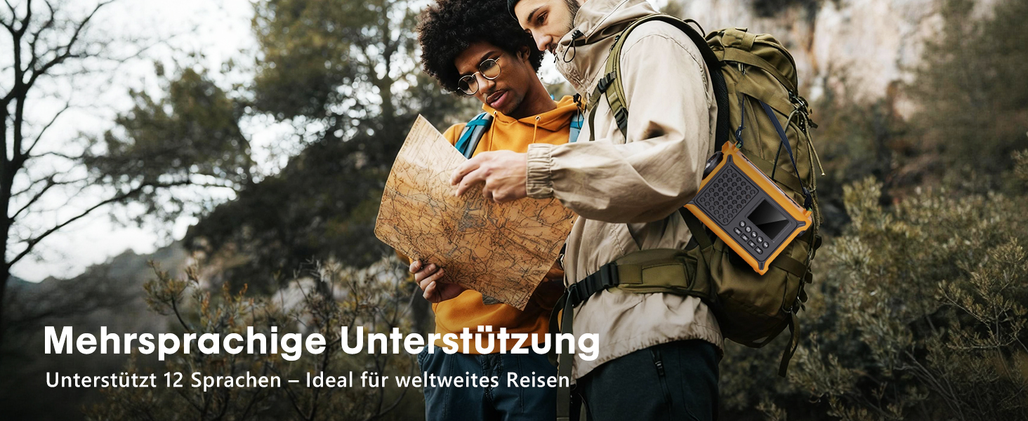 ROCAM Радіоприймач на ручку DAB+/UKW, портативне аварійне радіо з сонячною панеллю 8500 мм² та ручкою 650mA, цифрове радіо з Bluetooth, 2.4' кольоровий дисплей, 80 станцій, SOS, LED ліхтарик, USB, IPX6 для кемпінгу (Жовтий)