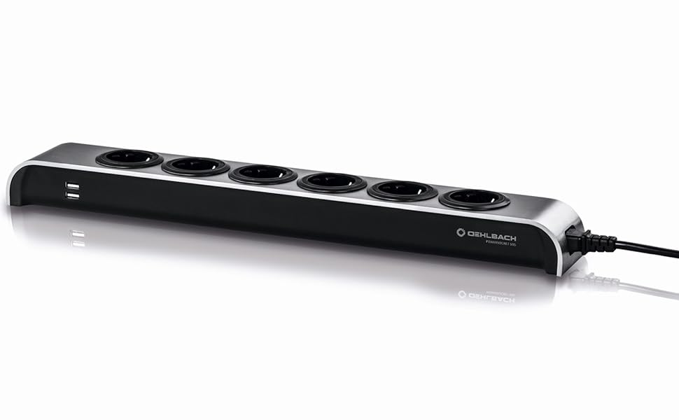 Розподільник розеток Oehlbach Powersocket 505 - преміум якість, 2 USB-порти для планшету та смартфона, компактний дизайн, колір антрацит