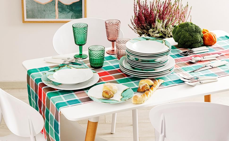 Сервіз Baroni Home на 6 осіб: 18 предметів з порцеляни, стиль мармур