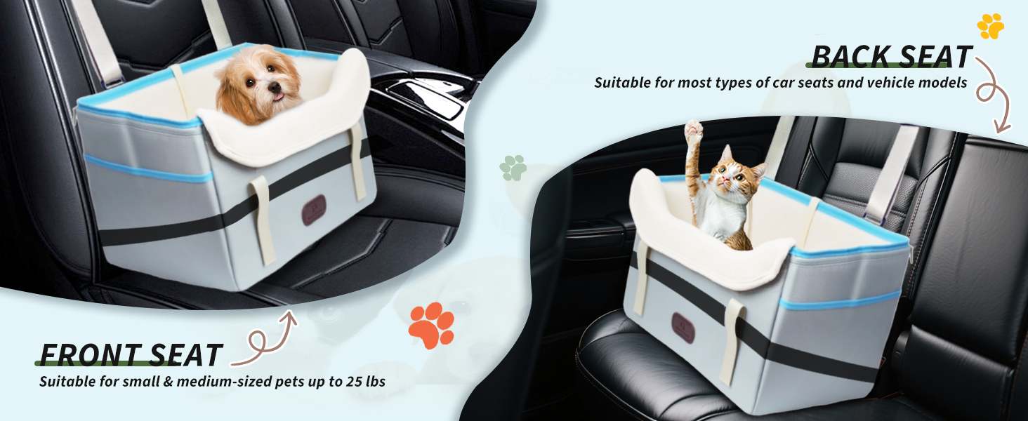 Автокрісло для собак Threedokke, корзина для собак у машину, водовідштовхувальне, складане з фіксатором, для маленьких собак до 6 кг, сіре