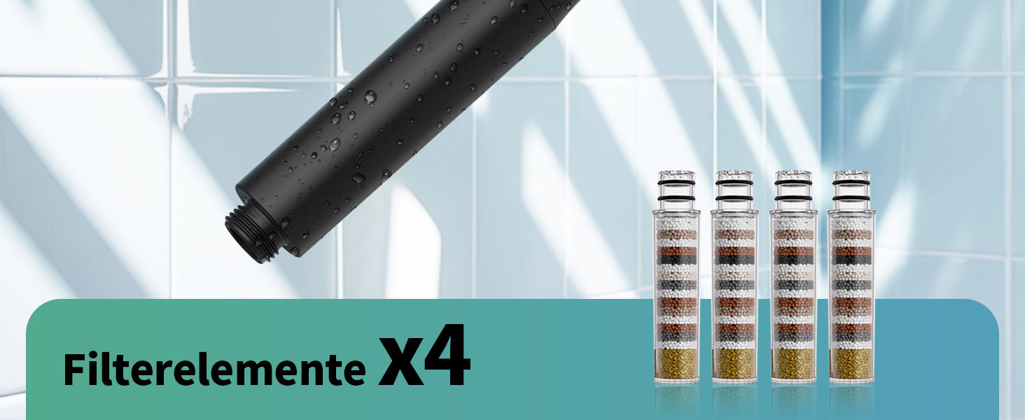 Душова лійка SR SUN RISE з фільтром, шланг та картриджі, 9 режимів, високий тиск, для жорсткої води, видаляє хлор, важкі метали, бактерії, чорний колір