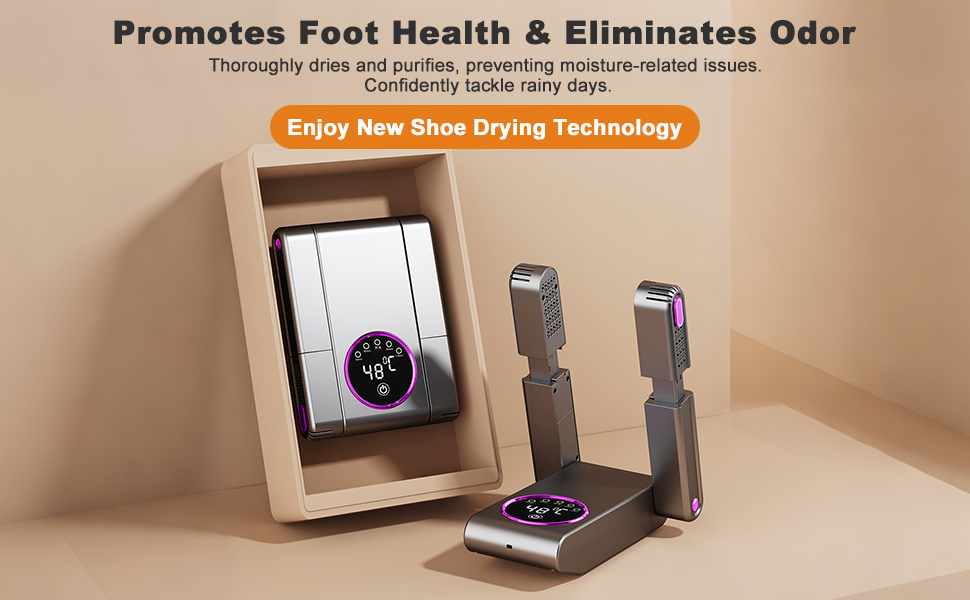 Сушарка для чобіт та рукавичок 2-в-1, німецька технологія гарячого повітря | Регульований на 180° стрижень та гнучкі насадки | Таймер та енергозберігаючий режим | Для робочих чобіт, спортивного та гірськолижного взуття (Чорний)