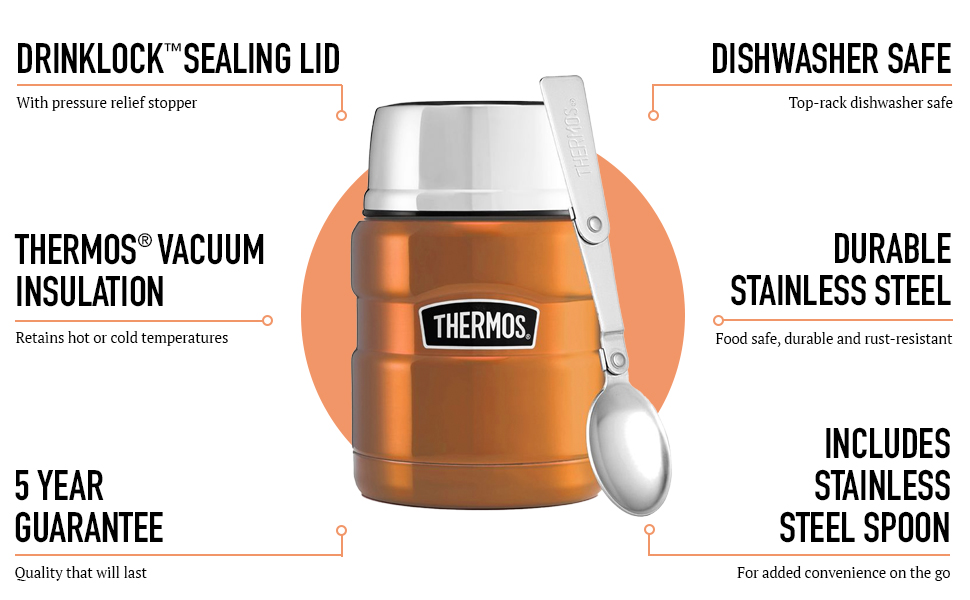 Термос King Thermoskanne / Thermosflasche для їжі, 0.47 л, нержавіюча сталь, червоний (коричневий)