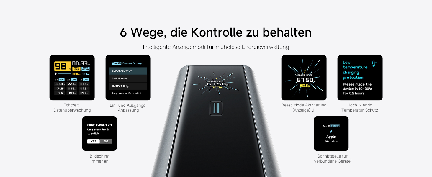 Power Bank CUKTECH 15 Ultra 20000mAh 165W з PD 3.1 та цифровим дисплеєм. Сумісний з iPhone, MacBook Pro, Samsung та іншими пристроями.