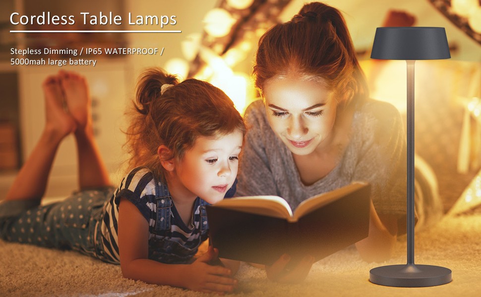 Акумуляторна LED настільна лампа Klighten з димером, сенсорна, металева, сріблясто-антрацитова (3000K) для спальні, ресторану