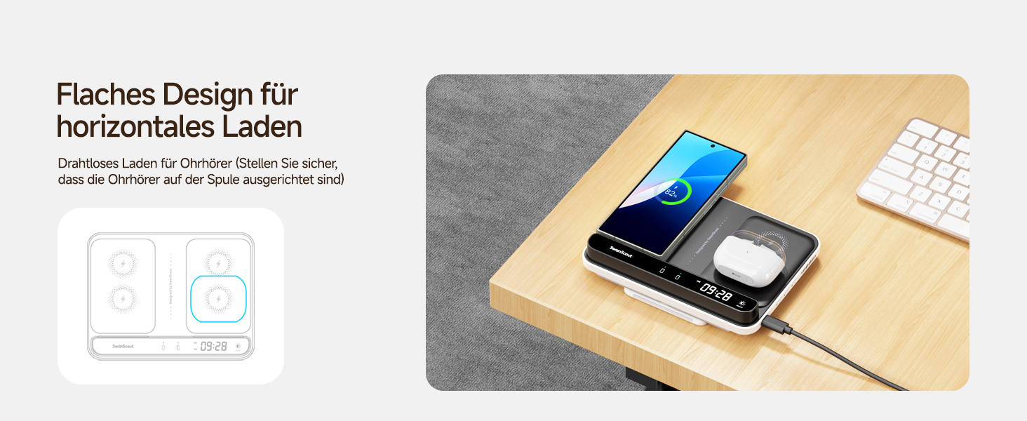 Бездротова зарядка SwanScout 30W для Samsung Galaxy Z Fold 7/S25 Ultra/S25, iPhone 17/16, Galaxy Watch 8/7/6 – швидка зарядка