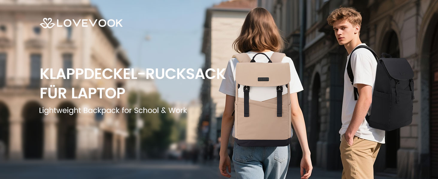 LOVEVOOK Рюкзак для ноутбука 15.6 дюймів, жіночий/чоловічий, для підлітків, універсальний, водонепроникний, для школи, університету, подорожей, роботи, зелений, бежевий, чорний, білий