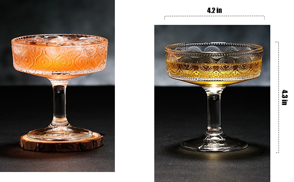 Набір келихів для коктейлів, 6 шт., 200 мл: келихи для еспресо, мартіні, купе для коктейлів, вечірок, Манхеттен, барні келихи