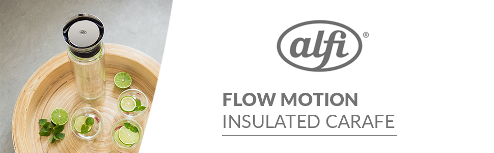 alfi FLOWMOTION 0.75l, double-walled borosilicate glass carafe, automatic pouring, integrated strainer, detachable lid, dishwasher-safe, Thermo glass carafe, for hot and cold beverages