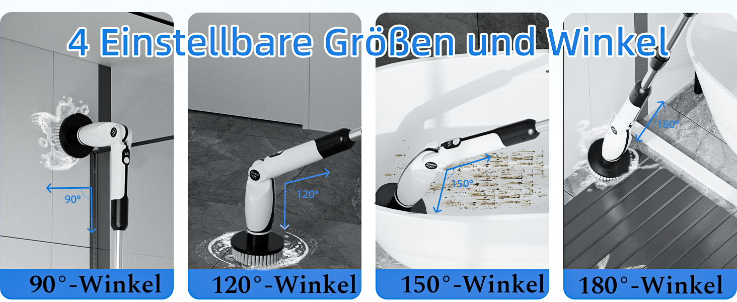 Електрична щітка для прибирання: 7 насадок, 3 довжини, 90 хв роботи, 2 режими швидкості для ванної, кухні, авто