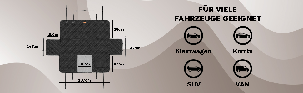 Захист для заднього сидіння автомобіля для собак Hainberger: водовідштовхувальний, анти-царапин, з боковим захистом та віконцем, 137x147 см