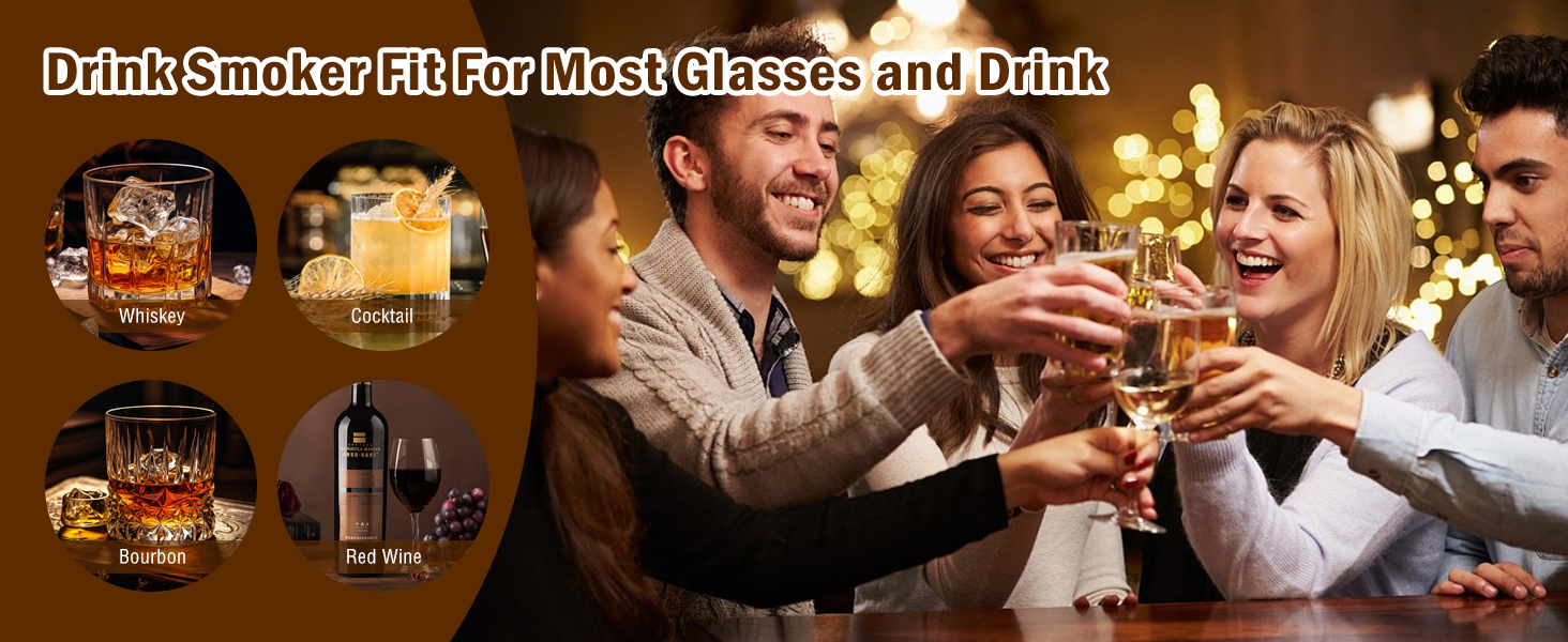 Електричний набір для копчення коктейлів та віскі з 6 дерев'яними стружками. Безпаливний аксесуар для напоїв. Подарунок для чоловіка/батька