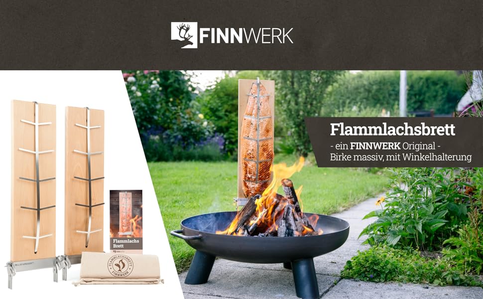 Набір дощок для гриля та копчення з натуральної берези FINNWERK (2 шт.) з нержавіючої сталі