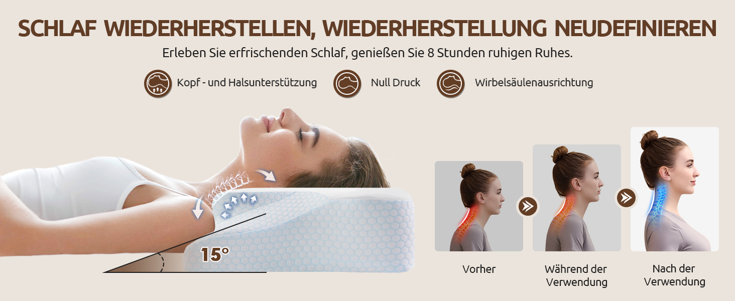 Подушка для шиї DONAMA з Memory Foam, подушка для сну, подушка для тих, хто спить на боці, спині та животі (Блакитна)