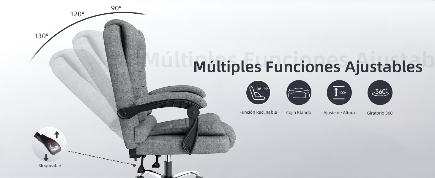 Крісло Rattantree для офісу та дому: ергономічне комп'ютерне крісло з регулюванням висоти та нахилу, PU шкіра (темно-сірий)