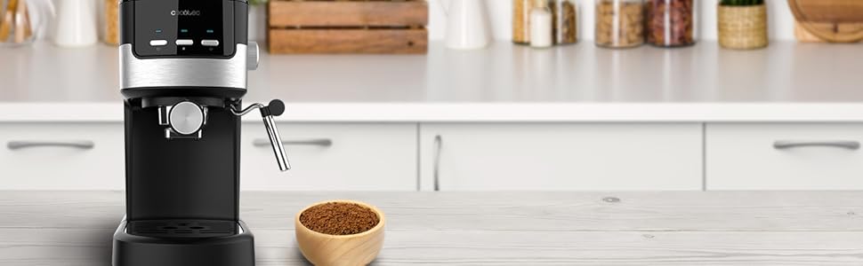 Кавоварка Cecotec Compacta Power Espresso 20 Pecan, 1100 Вт, 20 бар, термоблок, парова насадка, подвійний фільтр, 1,25 л
