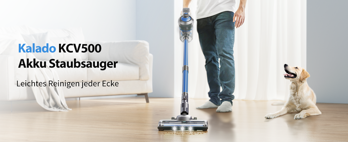 Kalado KCV500 Бездротовий акумуляторний пилосос, 23kPa потужність всмоктування, ультралегкий, 6-в-1, час роботи 35 хв, для тварин, килимів, твердих підлог