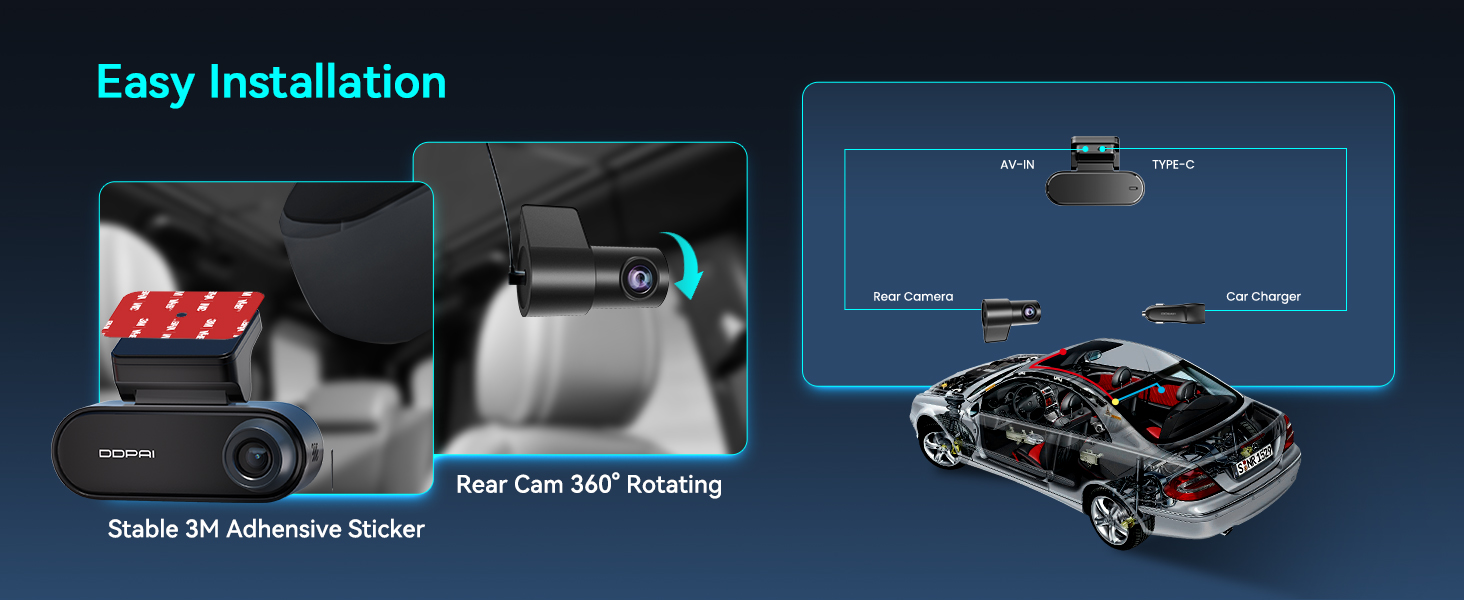 Відеореєстратор DDPAI N5 Dual 4K+1080P з двома камерами, GPS, WiFi, 32GB, нічне бачення, паркувальний режим