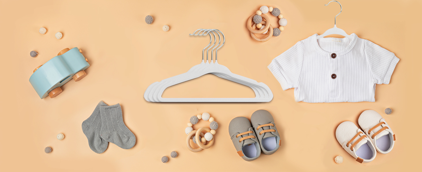 Дитячі вішалки для одягу ManGotree з велюру, 30 шт. - для дитячого одягу з обертовим гачком та спеціальним дизайном плечей