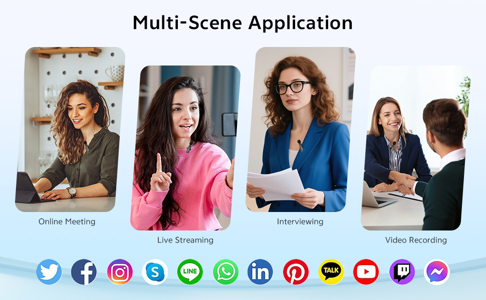 Бездротовий петличний мікрофон для iPhone/Android/iPad/комп'ютера, з шумозаглушенням, для запису відео, інтерв'ю, YouTube, Vlog, чорний