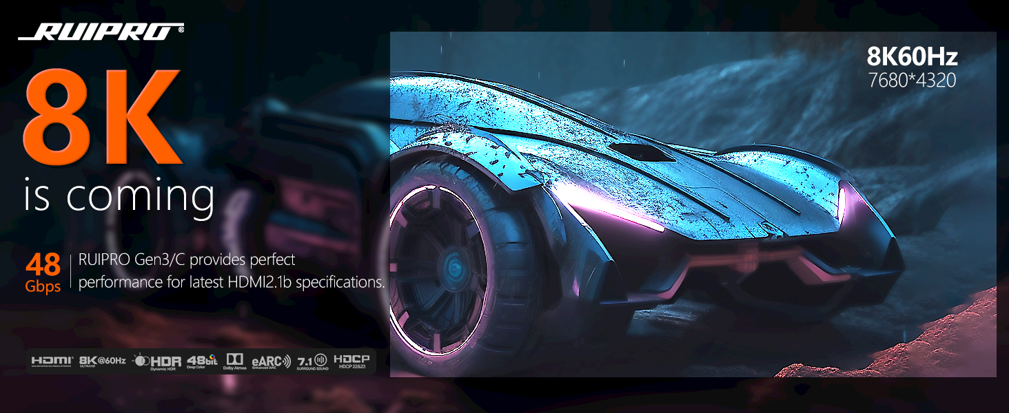 HDMI 2.1 оптоволоконний кабель 1м, 48 Гбіт/с, 8K@60Hz, 4K@120Hz, Dynamic HDR, eARC, Dolby, HDCP 2.2/2.3, сумісний з PS5, Xbox Series X, RTX 4090, TV, Beamer, AVR, зелений