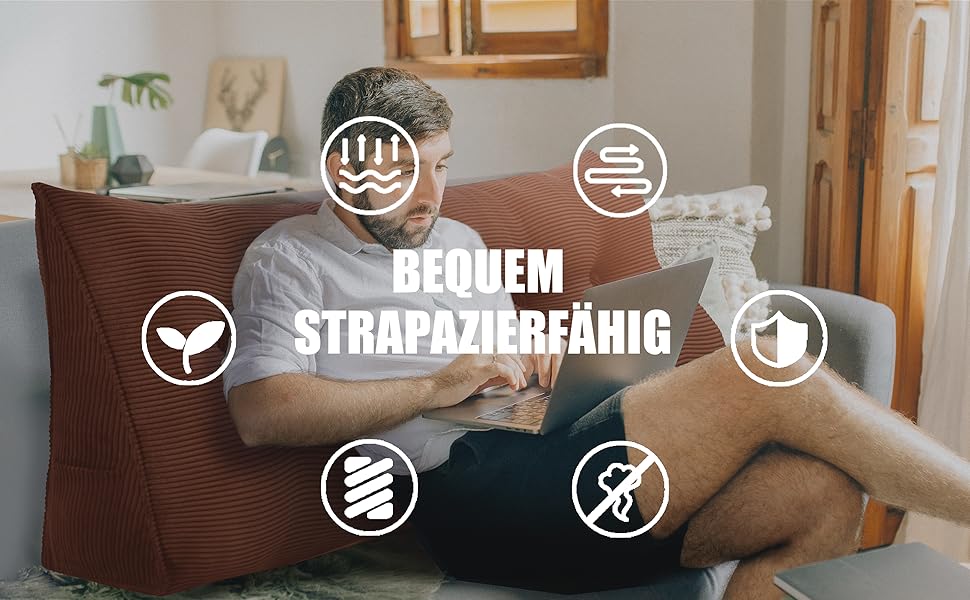 Підлогове подушник-підголівник Johnear для ліжка та дивана, 45x20x35 см, сірий