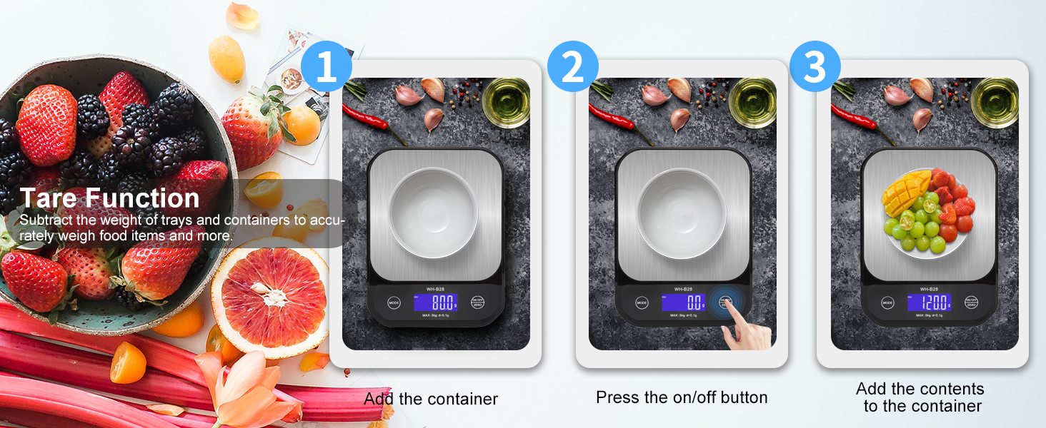 Водонеробочі кухонні ваги 3T6B IP67, USB, 5 кг/0.1 г, LED-дисплей для приготування їжі та випічки