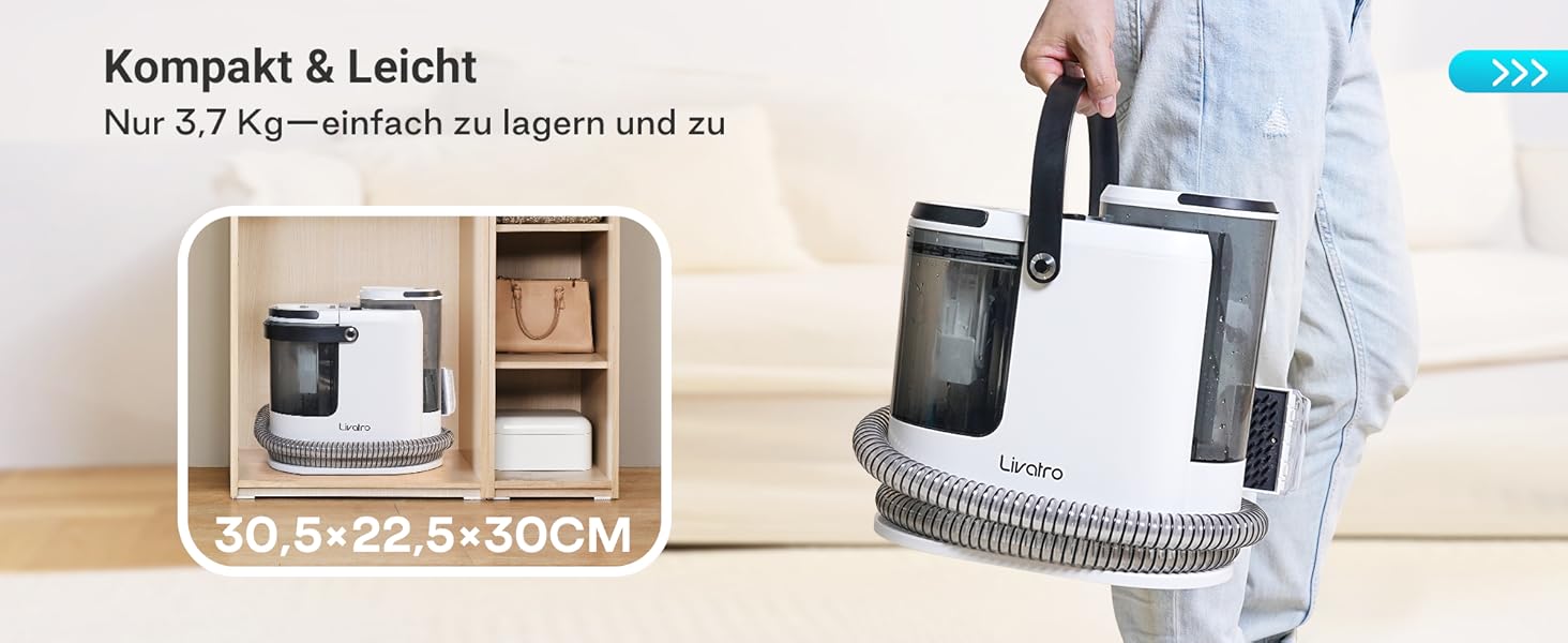 Апарат для чищення м'яких меблів та килимів: волого-пилосос 15 kPa, бак 1.6 л, компактний пароочисник, самоочищення, для дому та авто