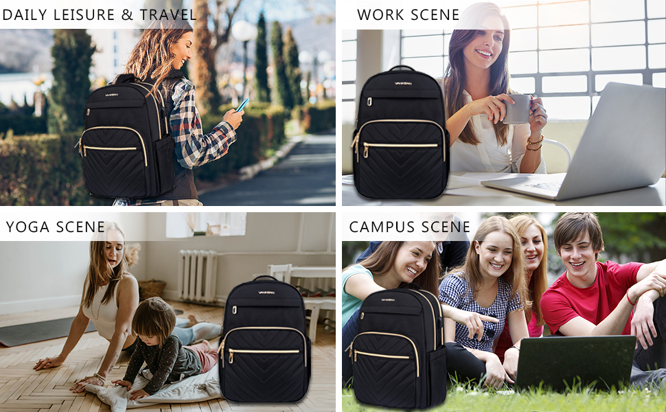 Чорний рюкзак для ноутбука 15.6 дюймів Vankean: водонепроникний, з USB-портом для зарядки, для жінок та чоловіків, для роботи, навчання, подорожей та кемпінгу