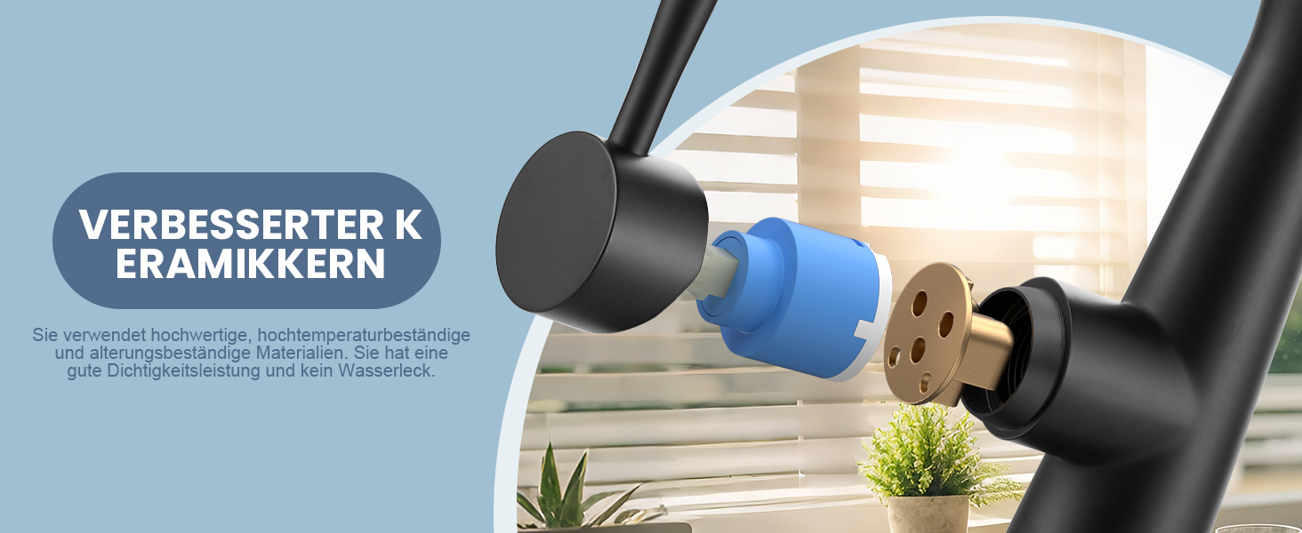 Кран кухонний iVIGA висувний з душем, водоспад, 360° поворот, мікшер, 3 режими, брашований нікель