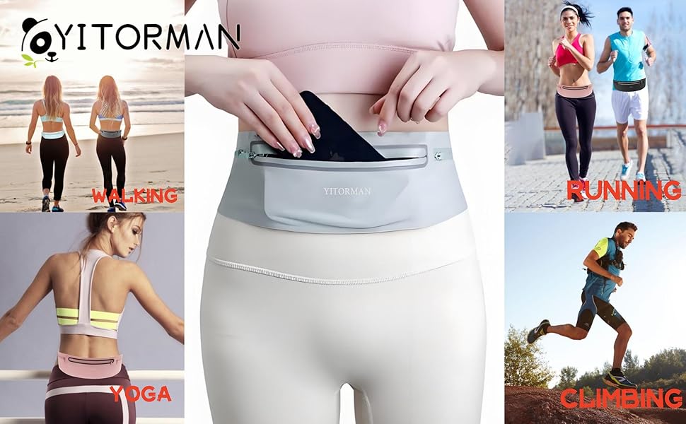 Пояс для бігу з водонепроникним, регульованим, еластичним ремінцем, кишеня, стійка до поту, для телефонів та різних розмірів талії, велика місткість, біг, тренування, на відкритому повітрі (Рожевий)