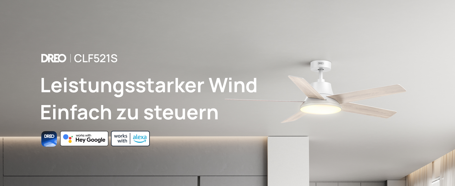 Дрео Смарт стельовий вентилятор з підсвічуванням, 132 см, 12 швидкостей, 3 режими, регульоване LED-підсвічування, тихий DC-двигун, 12H таймер, керування пульт/APP/Alexa, для дому, білий