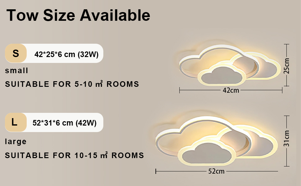 LED Ceiling Light for Kids' Room, Lamp Ceiling, 42CM Ceiling Lamp for Kids' Room, Dimmable with Remote Control, 32W Lamp for Kids' Room Ceiling Light, Clouds for Living Room, Bedroom