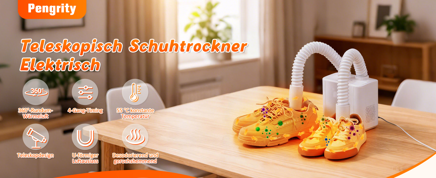 Електричний сушильник для взуття та рукавичок: телескопічний, з таймером, постійна температура, для взуття, шкарпеток, гірськолижних черевиків (білий)