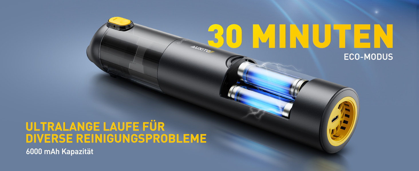 AUXITO Міні-пилосос ручний акумуляторний 24000 Па для авто, дому, тварин з функцією видування, USB-C зарядка, 30 хв роботи