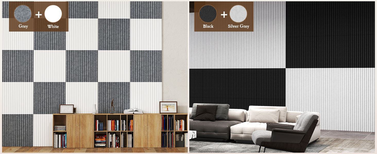 Акустичні панелі JBER самоклеючі для стін, шумопоглинаючі 3D-панелі для студії, офісу та дому, натуральний дуб, 30×30×1 см (набір 12 шт, смугастий дизайн 60×60 см)