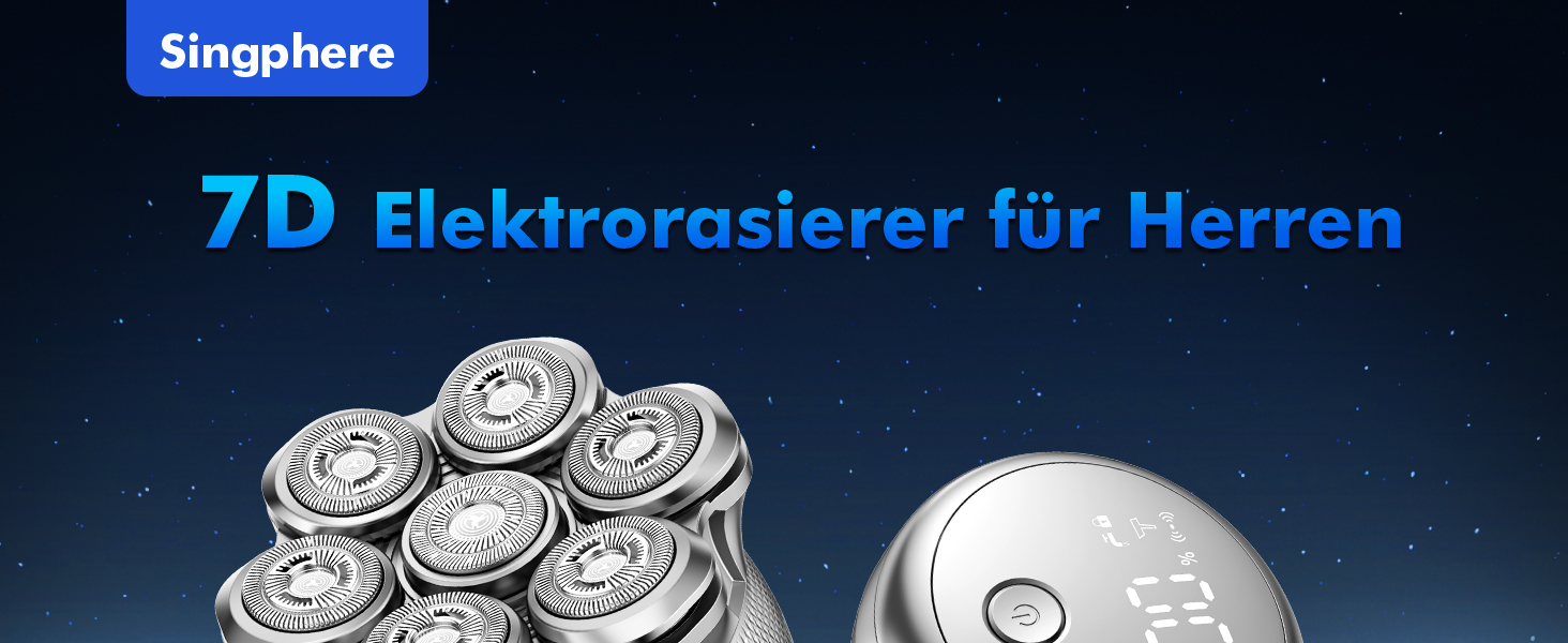 Електрична бритва для гоління голови Glatzen Herren, бездротова, для сухого та вологого гоління, з гнучкою голівкою та магнітною насадкою