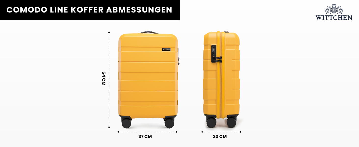 Набір валіз WITTCHEN COMODO Line: 4 шт. з ABS, телескопічний ручка, TSA-замок, 4 колеса, жовтий