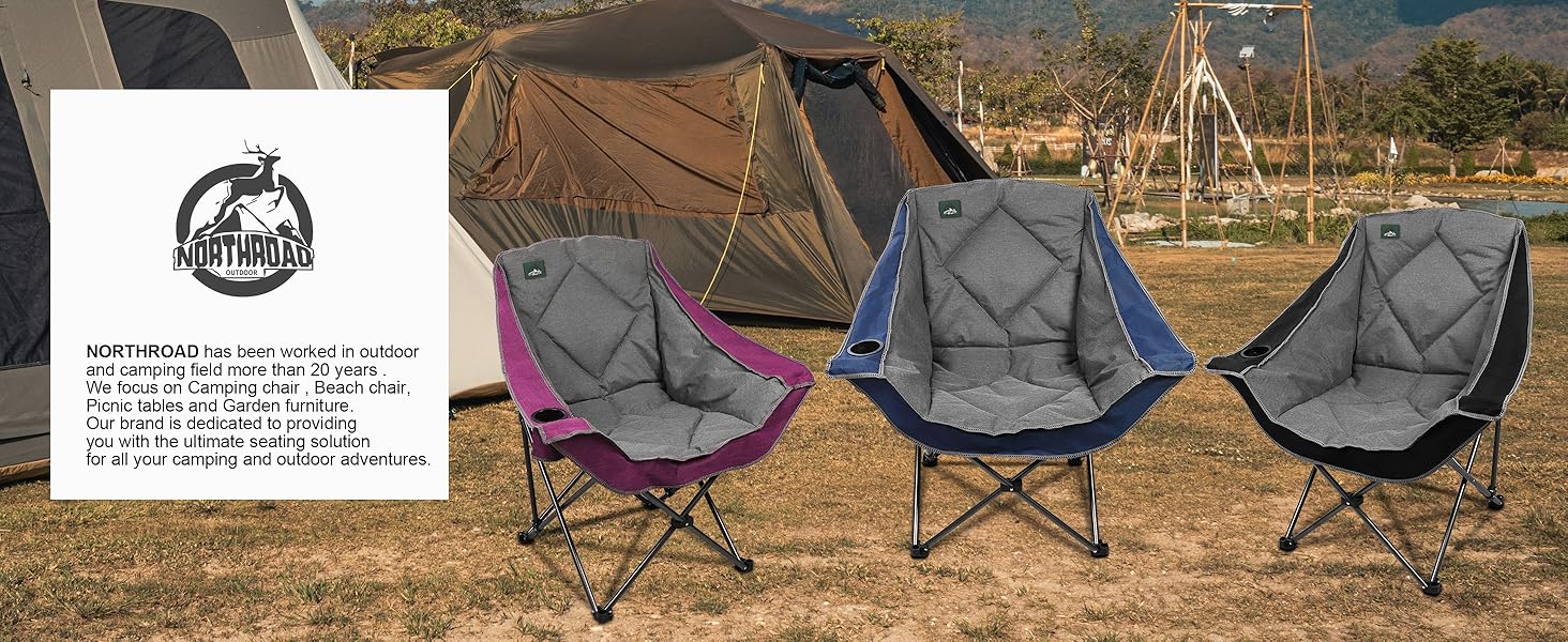 Розкладний кемпінговий стілець Northroad великого розміру для пляжу, піших прогулянок та пікніків, міцний (до 136 кг), з 2 тримачами для напоїв