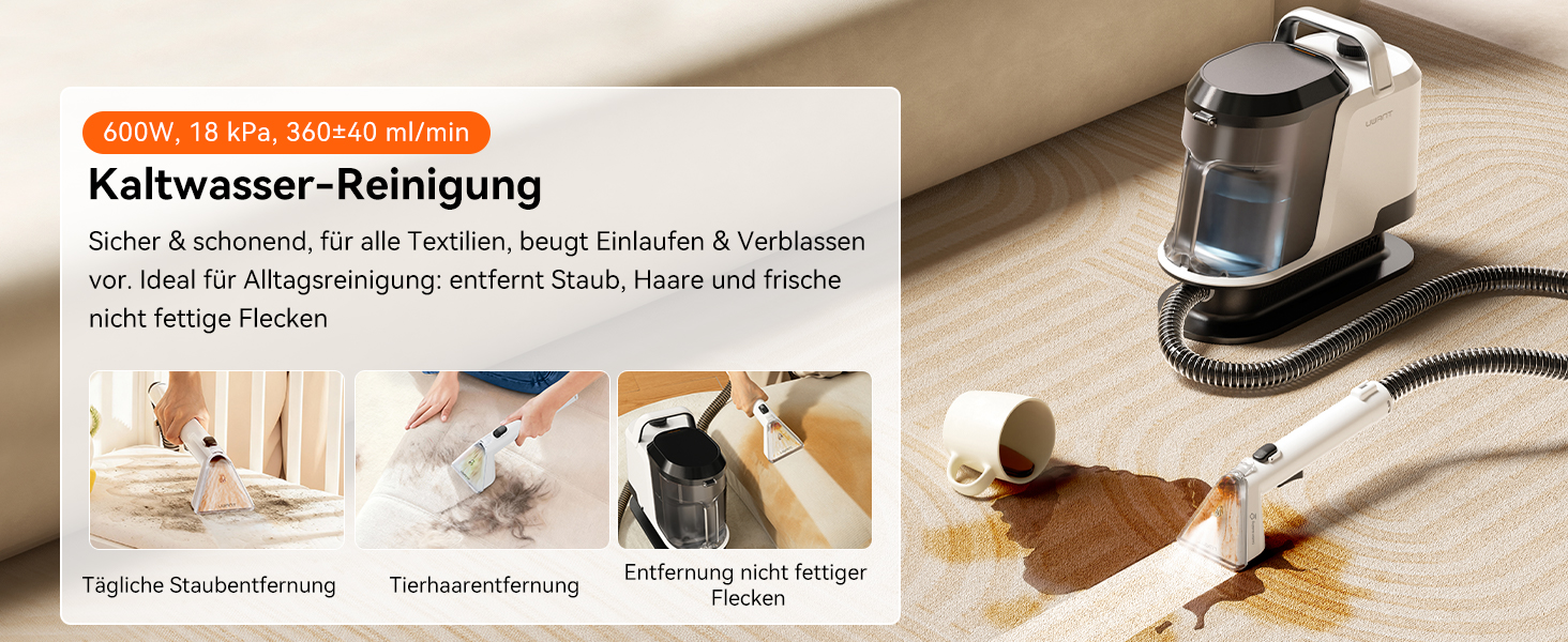 Uwant Y100 Пароочисник для диванів, килимів та авто. 3-в-1, 18KPA, 1750W, 65°C, самоочищення, 7 насадок та засіб для чищення, 2 роки гарантії