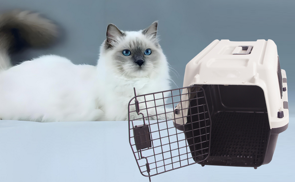 Пластиковий переноска для собак та котів, портативна, для подорожей, без коліс, світло-коричневий