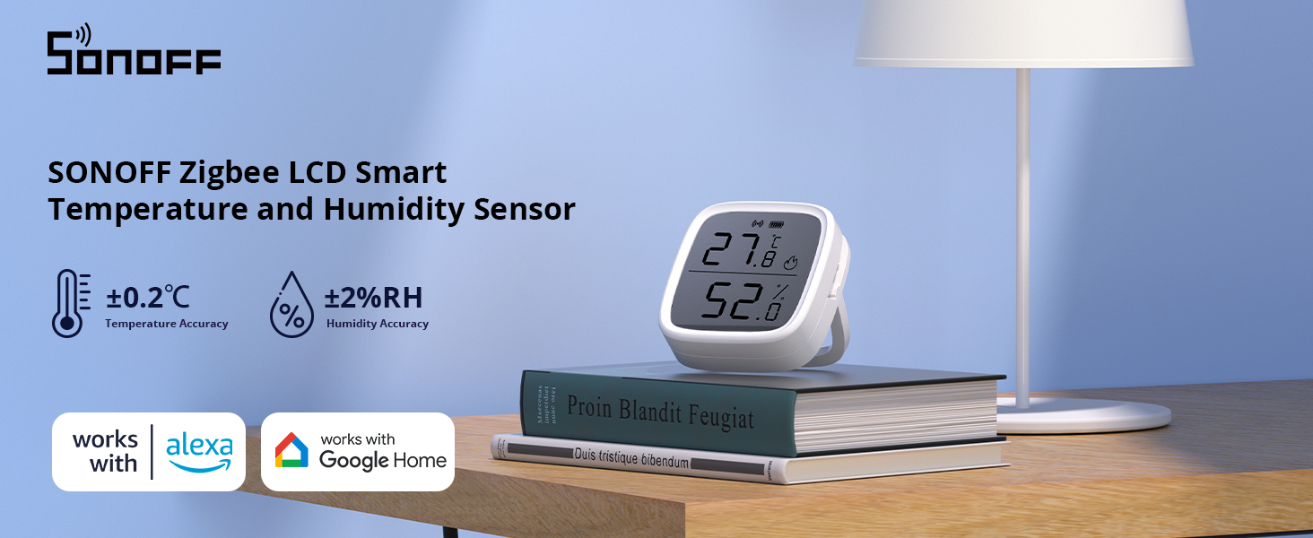 Набір з 2-х Zigbee датчиків температури та вологості SONOFF SNZB-02D з LCD-дисплеєм, для розумного дому, сумісний з Alexa, Google Home, Home Assistant, потрібен Zigbee хаб