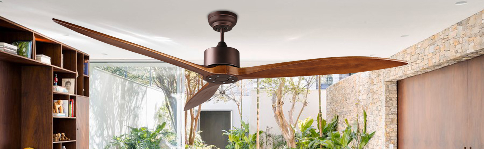 Стелянка вентилятор Reiga з дерева, 165 см, DC-двигун, керування пультом/Smart Home, 6 швидкостей, колір: коричневий, для внутрішнього/зовнішнього використання, без освітлення