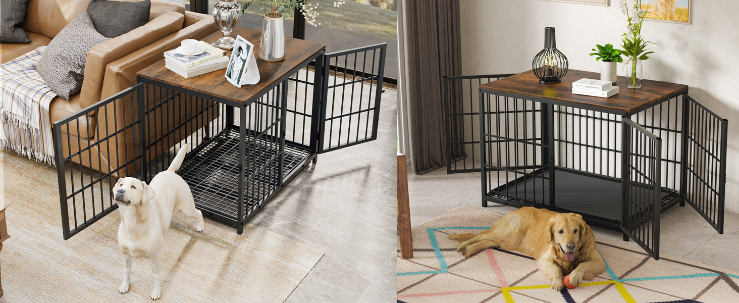 Клітка для собак BingoPaw Holz: Будинок для собак у стилі меблів з трьома дверцятами, знімним піддоном, 78x56x65 см, білий. Також доступна: 91x63x74 см, чорний