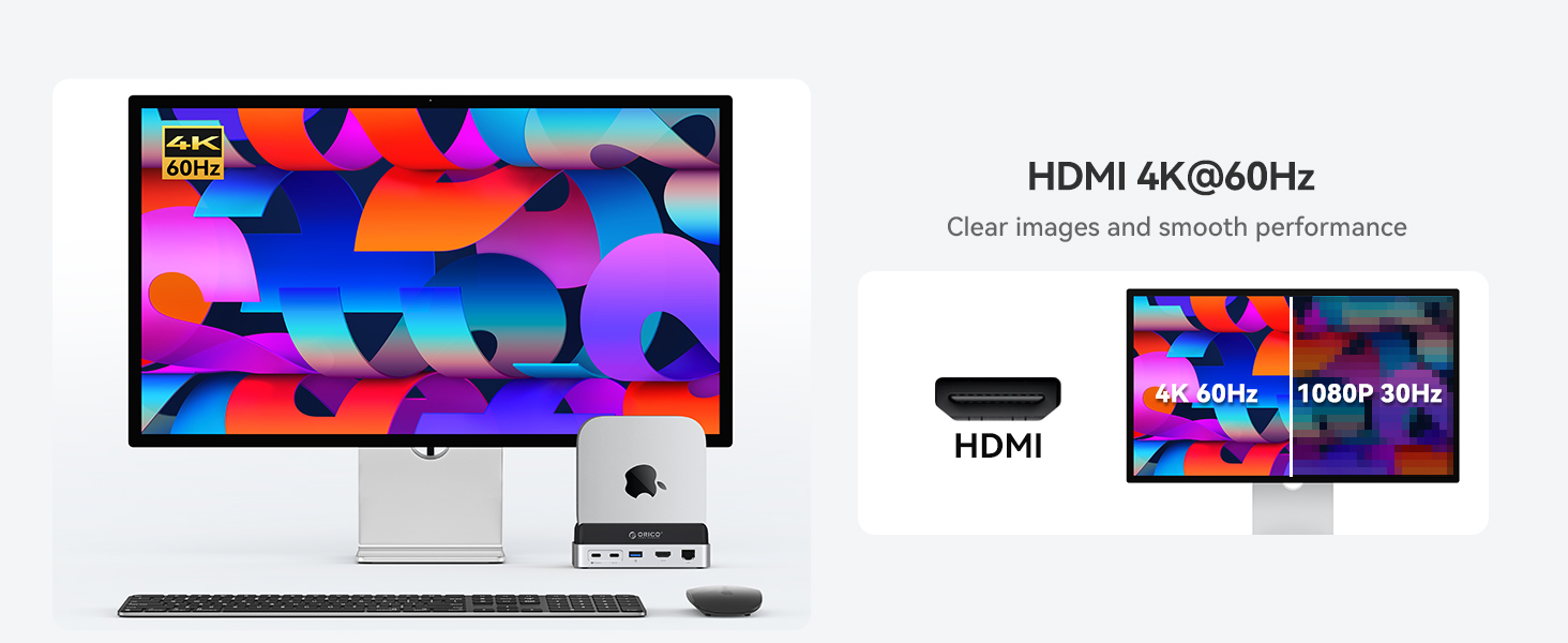 ORICO MiniDock VS10: Док-станція та підставка для Mac mini M4/M4 Pro з корпусом для NVMe SSD, хаб USB-C з 4K HDMI, DisplayPort, SD/TF 3.0, USB-C/A 10Gbps, PD 100W, 10-в-1, DIY
