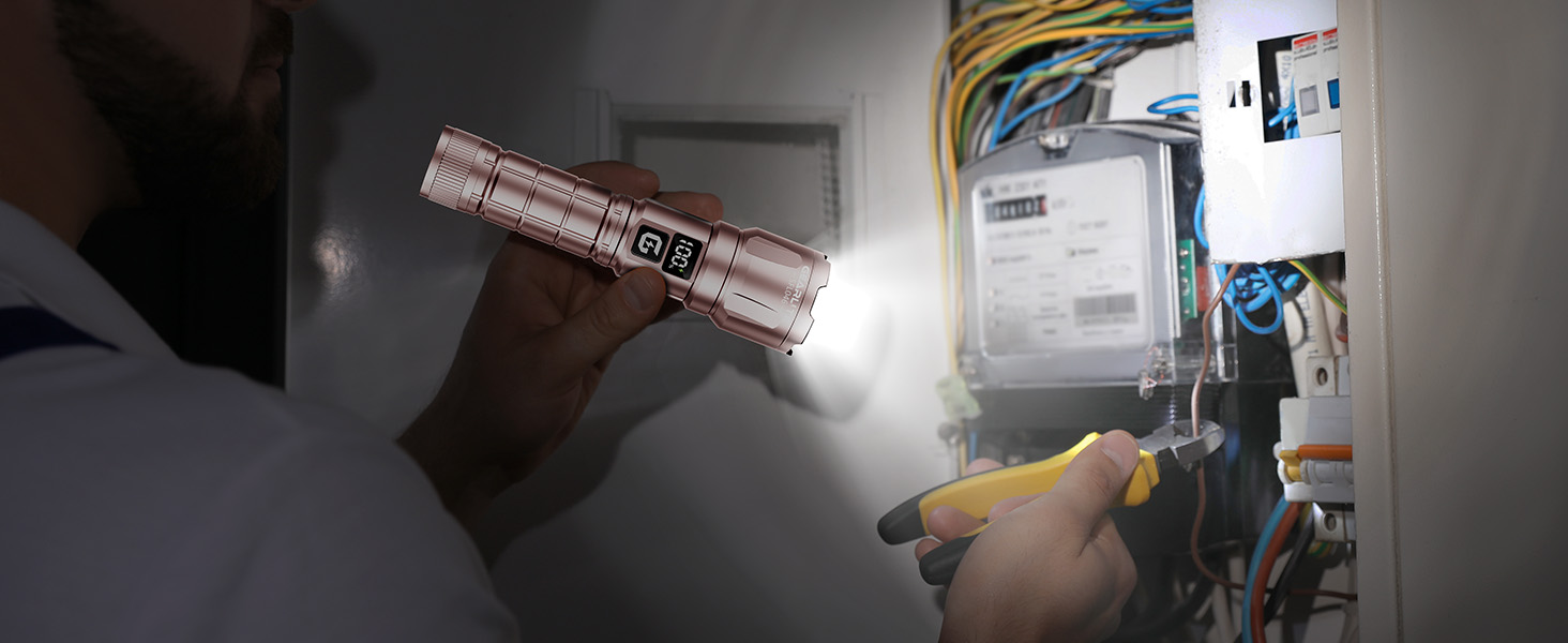 LED ліхтарик Gearlite, 6000 люмен, тактичний, з регулюванням фокусу, 3 режими, водонепроникний IP65, для кемпінгу, риболовлі, надзвичайних ситуацій, походів (рожевий)