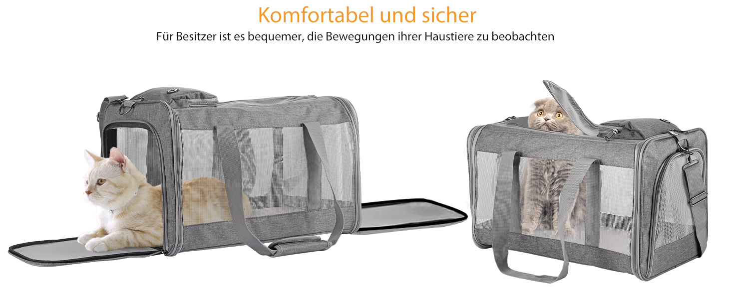 Складана переносна переносна коробка для собак та котів - переносна собача сумка для транспортування до 4 кг собак та 5 кг котів для подорожей та автомобіля | 40x16x32 см (Сірий, Розмір L 44 x 31 x 31 см)