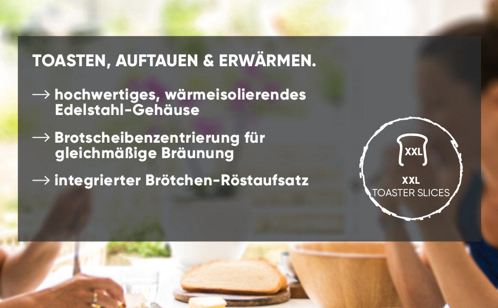 Тостер Severin AT 2589 з підігрівом для булок, 800 Вт, нержавіюча сталь, чорний